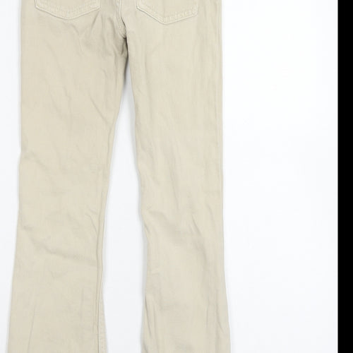 Zara Girls Beige Cotton Bootcut Jeans Size 9 Years Regular Zip