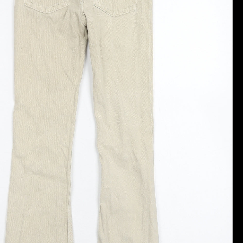 Zara Girls Beige Cotton Bootcut Jeans Size 9 Years Regular Zip
