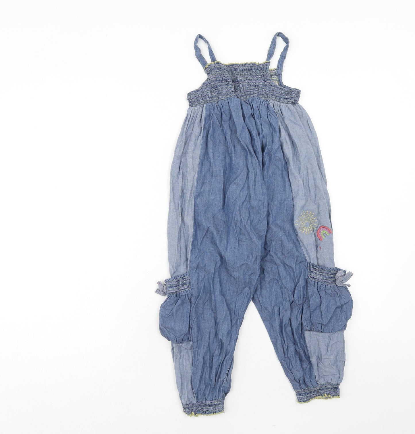 NEXT Girls Blue Cotton Jumpsuit One-Piece Size 4-5 Years Pullover