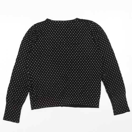 Comma Womens Blue Scoop Neck Polka Dot Viscose Cardigan Jumper Size 16