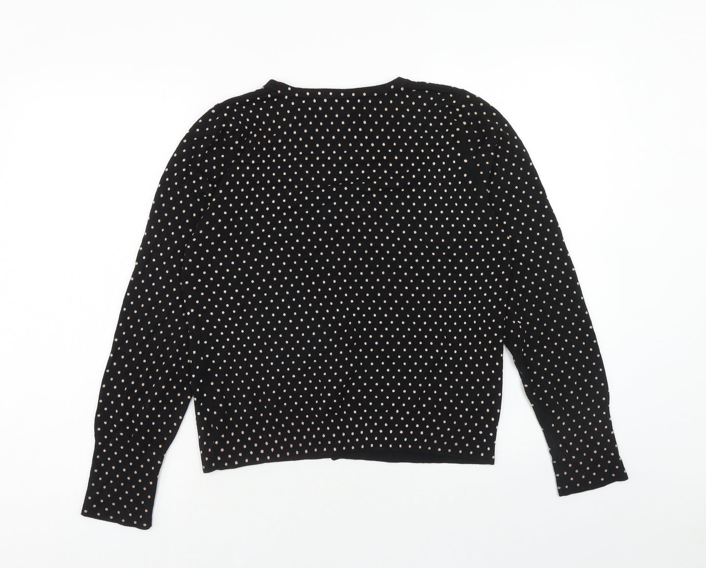 Comma Womens Blue Scoop Neck Polka Dot Viscose Cardigan Jumper Size 16