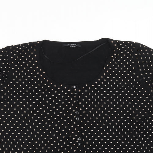 Comma Womens Blue Scoop Neck Polka Dot Viscose Cardigan Jumper Size 16