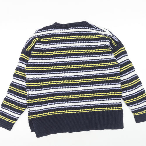 Per Una Womens Multicoloured Round Neck Striped Cotton Pullover Jumper Size L