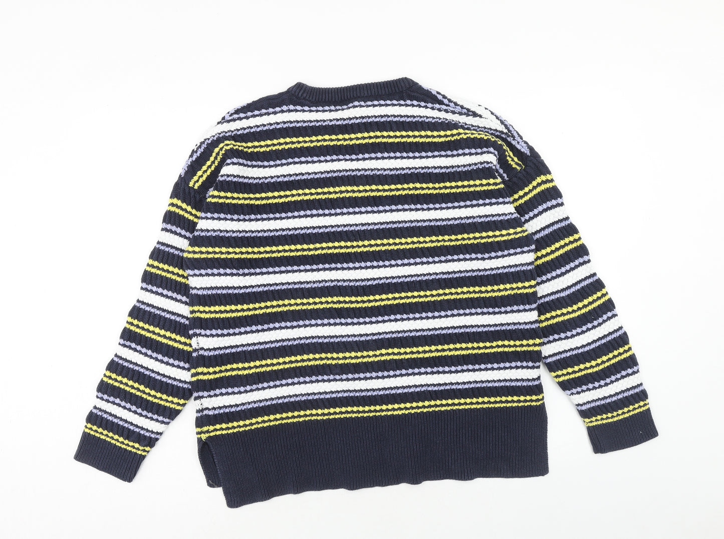 Per Una Womens Multicoloured Round Neck Striped Cotton Pullover Jumper Size L