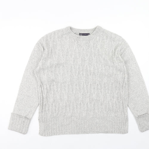 Marks and Spencer Womens Grey Round Neck Polyester Pullover Jumper Size M