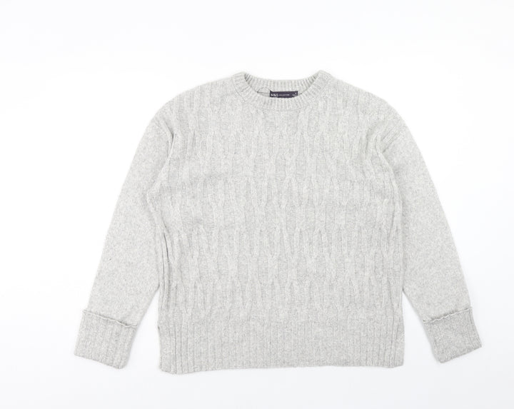Marks and Spencer Womens Grey Round Neck Polyester Pullover Jumper Size M