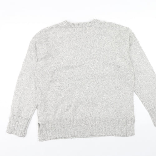Marks and Spencer Womens Grey Round Neck Polyester Pullover Jumper Size M