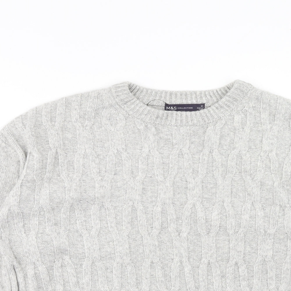 Marks and Spencer Womens Grey Round Neck Polyester Pullover Jumper Size M