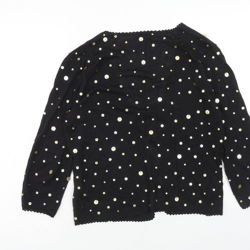 Phase Eight Womens Black V-Neck Polka Dot Linen Cardigan Jumper Size 12