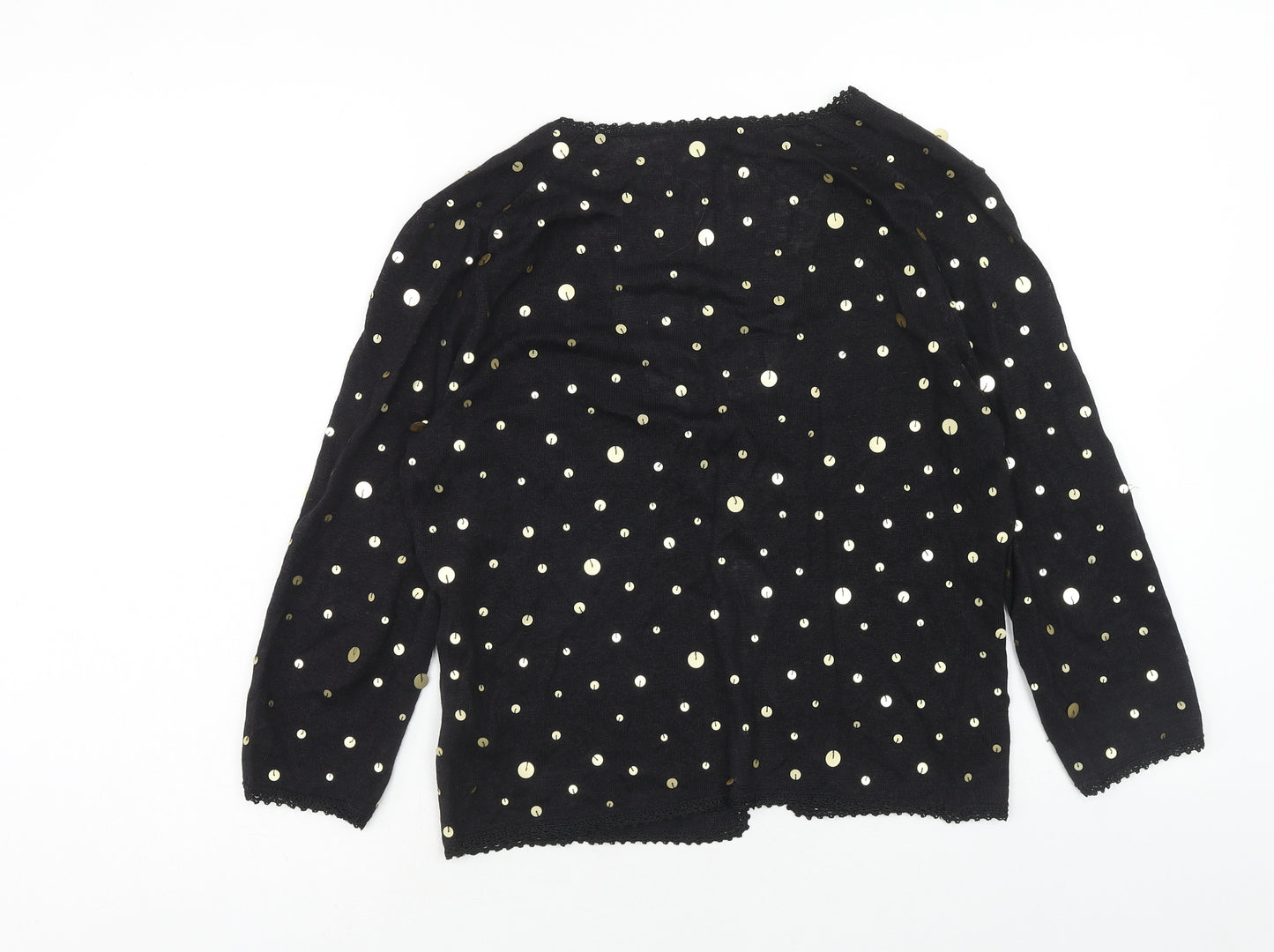 Phase Eight Womens Black V-Neck Polka Dot Linen Cardigan Jumper Size 12