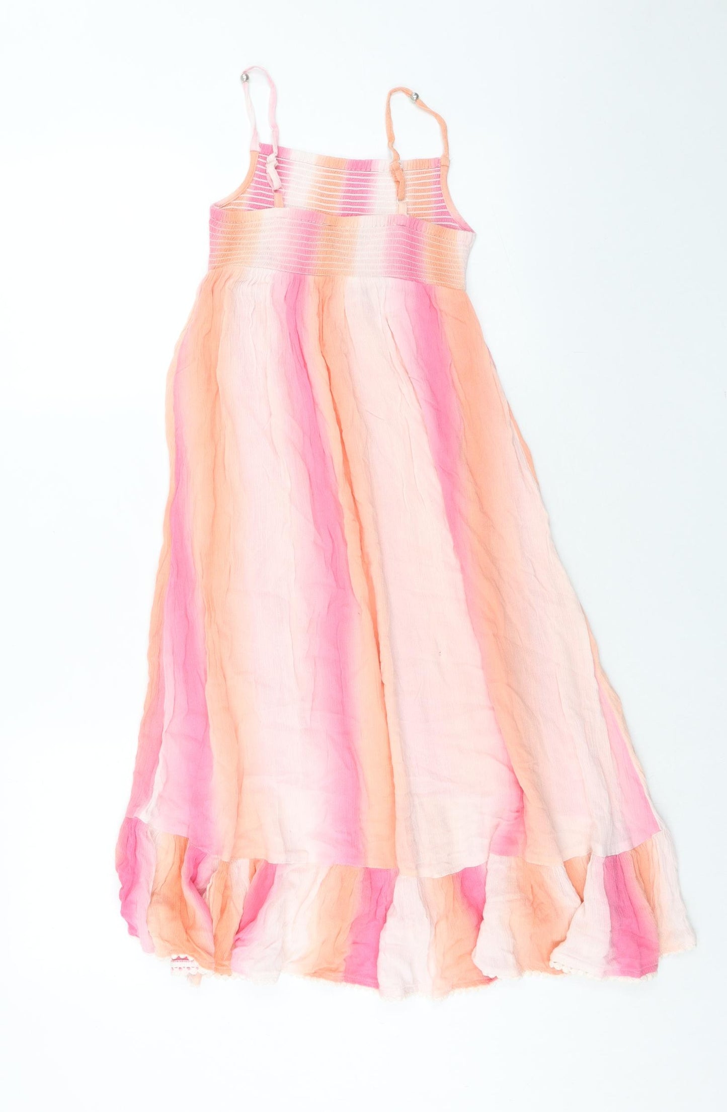 Monsoon Girls Pink Geometric Viscose Fit & Flare Size 7-8 Years Square Neck Pullover - Drop hem