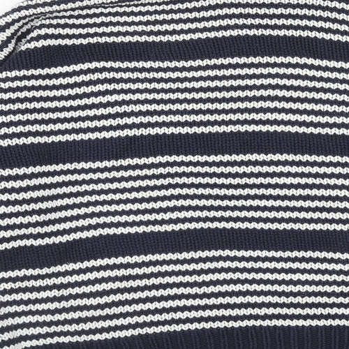 Topshop Womens Blue Round Neck Striped Cotton Pullover Jumper Size 10