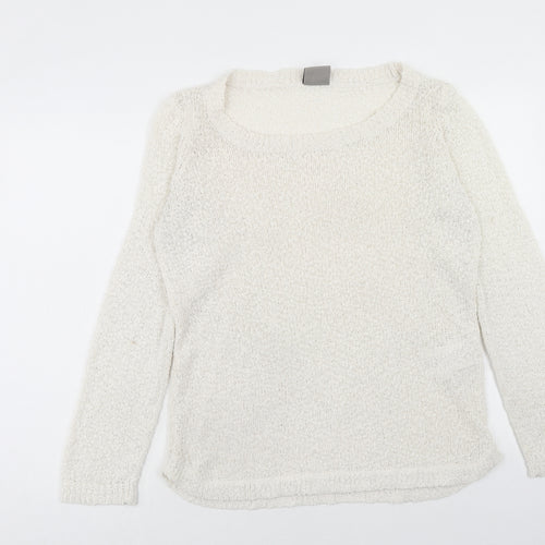 VERO MODA Womens Ivory Scoop Neck Acrylic Pullover Jumper Size L