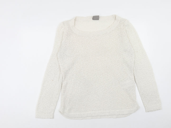 VERO MODA Womens Ivory Scoop Neck Acrylic Pullover Jumper Size L