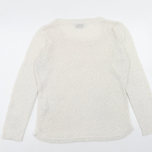 VERO MODA Womens Ivory Scoop Neck Acrylic Pullover Jumper Size L