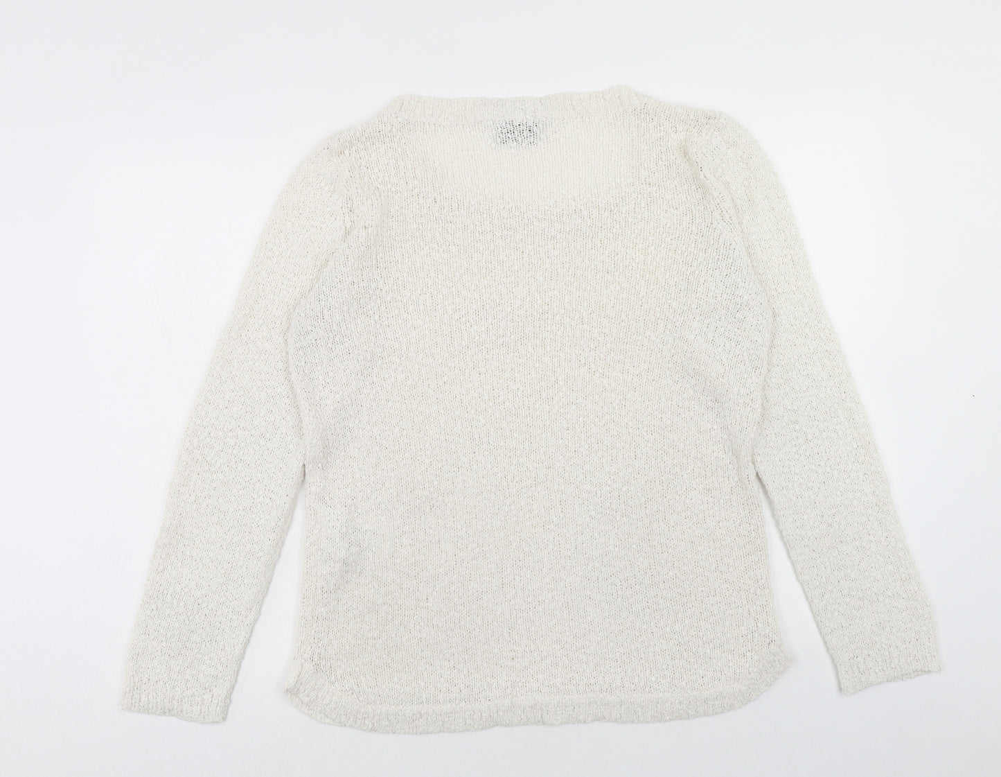 VERO MODA Womens Ivory Scoop Neck Acrylic Pullover Jumper Size L