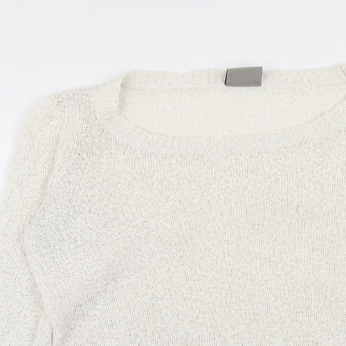 VERO MODA Womens Ivory Scoop Neck Acrylic Pullover Jumper Size L