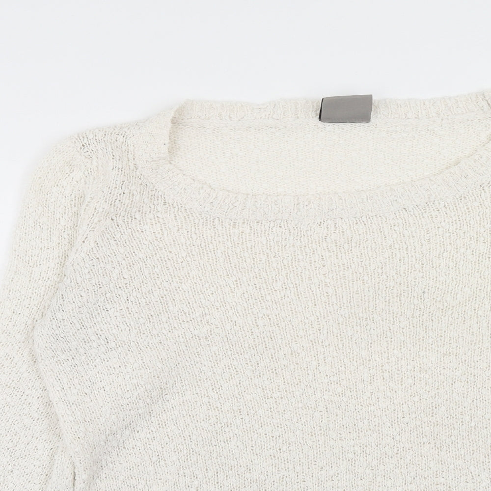 VERO MODA Womens Ivory Scoop Neck Acrylic Pullover Jumper Size L