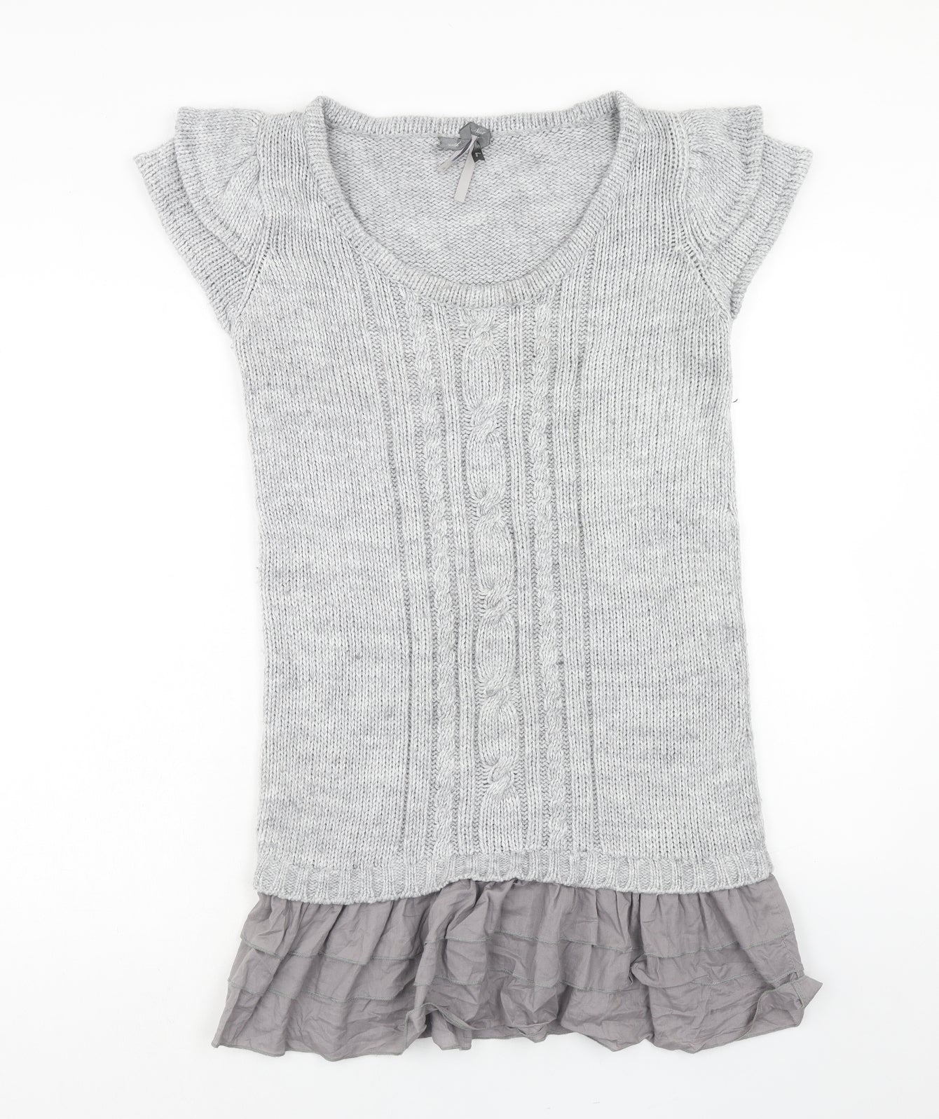 NEXT Womens Grey Acrylic Jumper Dress Size 12 Round Neck Pullover