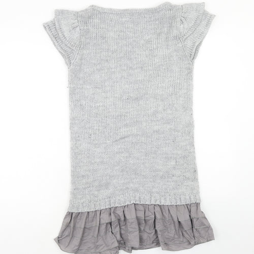 NEXT Womens Grey Acrylic Jumper Dress Size 12 Round Neck Pullover