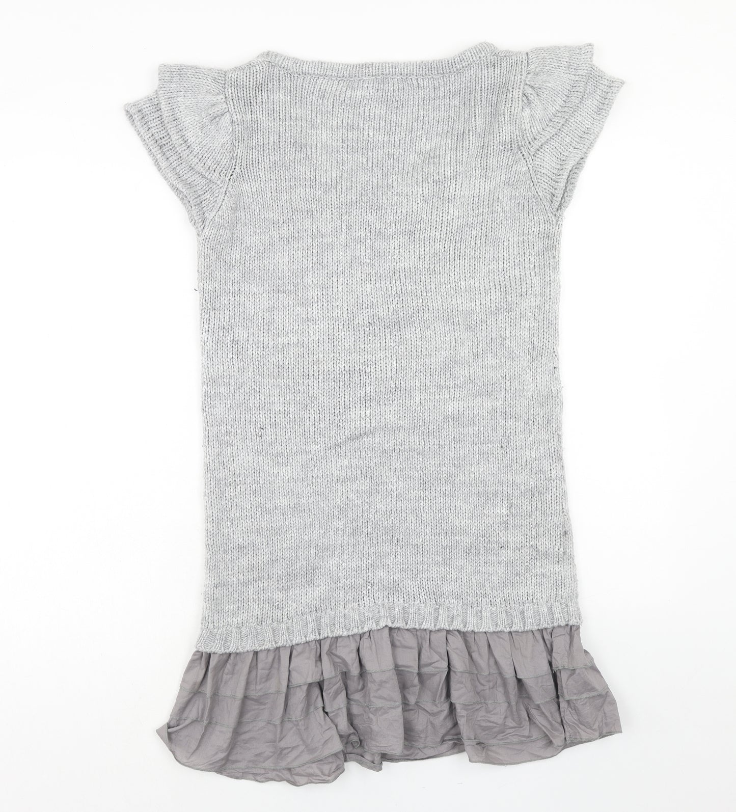 NEXT Womens Grey Acrylic Jumper Dress Size 12 Round Neck Pullover