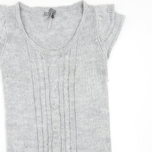 NEXT Womens Grey Acrylic Jumper Dress Size 12 Round Neck Pullover