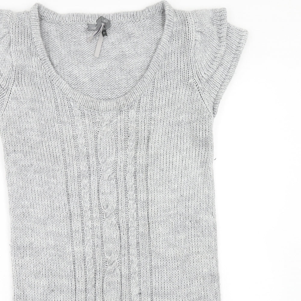 NEXT Womens Grey Acrylic Jumper Dress Size 12 Round Neck Pullover