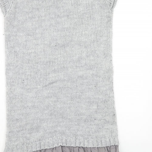 NEXT Womens Grey Acrylic Jumper Dress Size 12 Round Neck Pullover