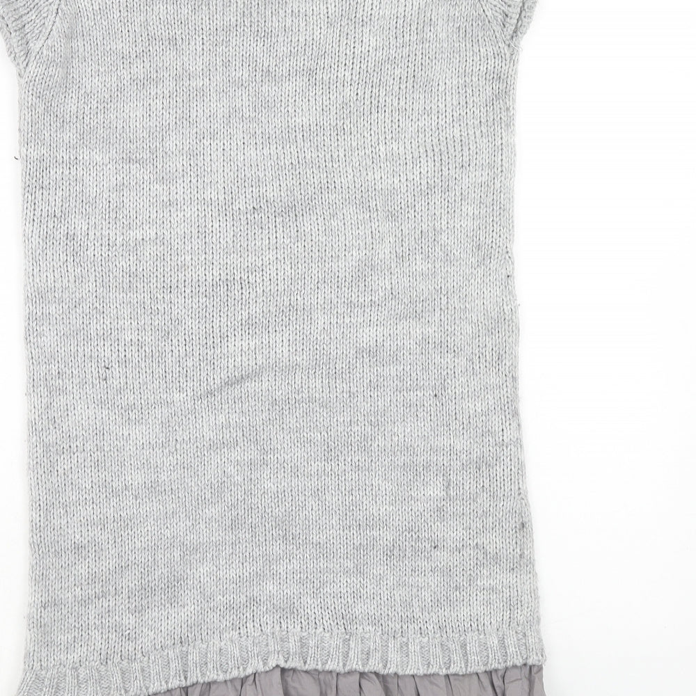 NEXT Womens Grey Acrylic Jumper Dress Size 12 Round Neck Pullover