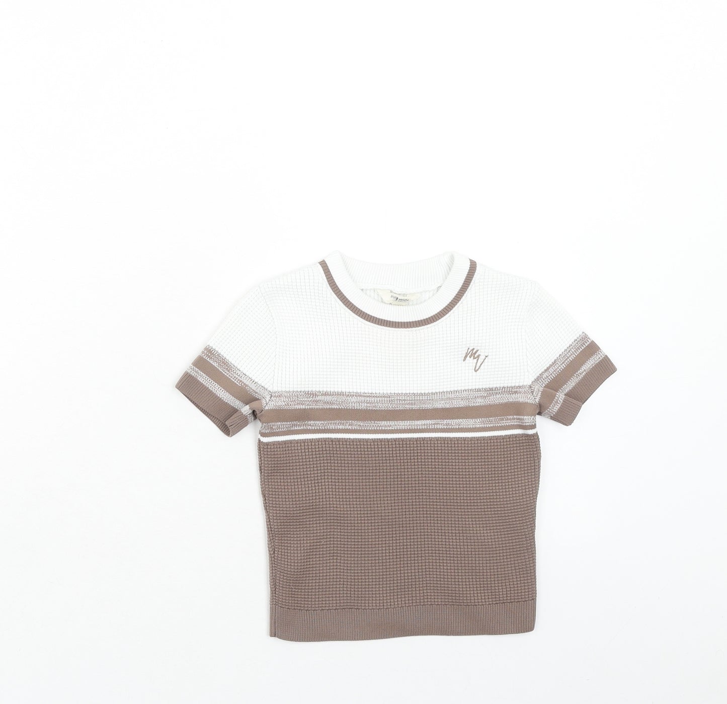 River Island Boys Brown Polyester Basic T-Shirt Size 12-18 Months Round Neck Pullover