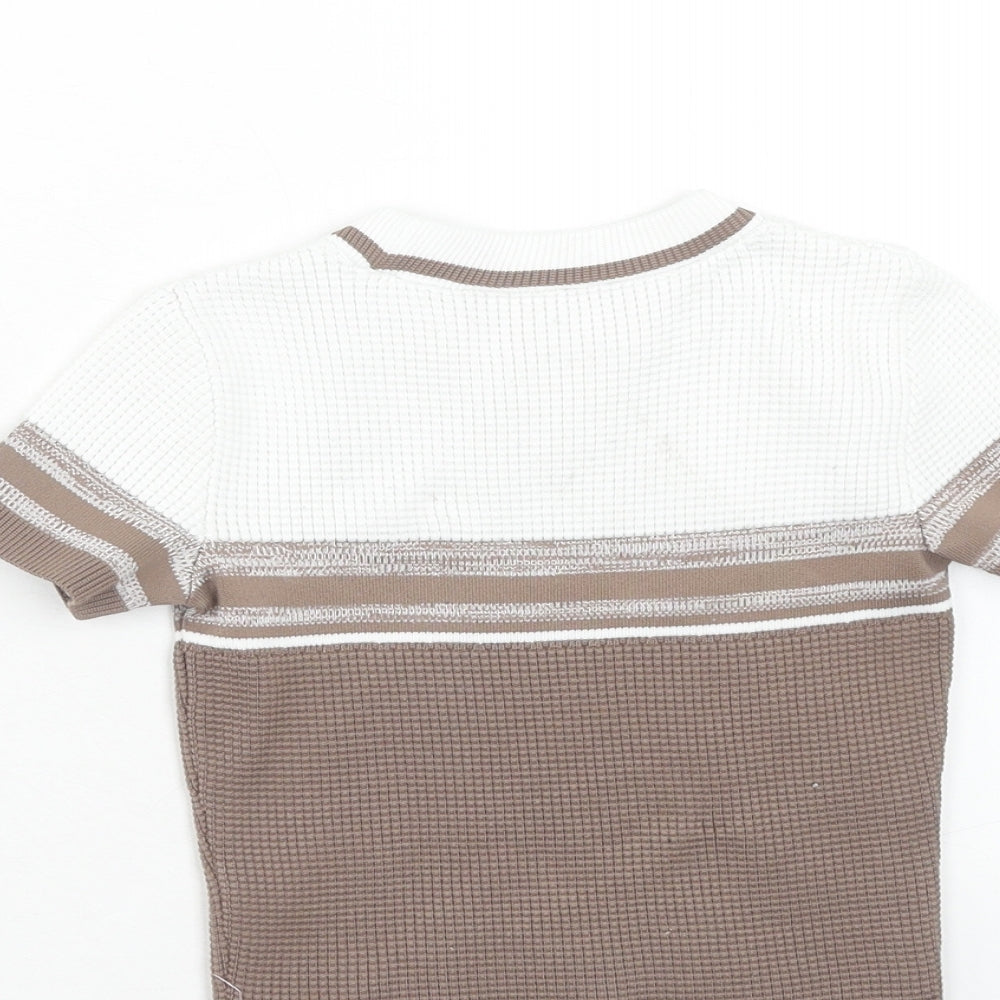 River Island Boys Brown Polyester Basic T-Shirt Size 12-18 Months Round Neck Pullover