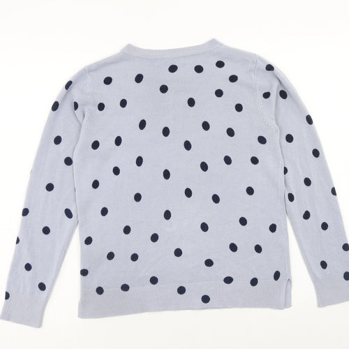 Marks and Spencer Womens Blue Round Neck Polka Dot Acrylic Pullover Jumper Size 12