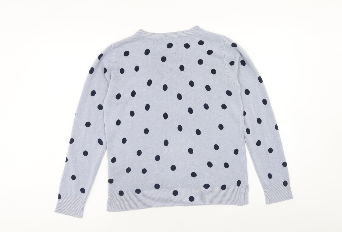 Marks and Spencer Womens Blue Round Neck Polka Dot Acrylic Pullover Jumper Size 12
