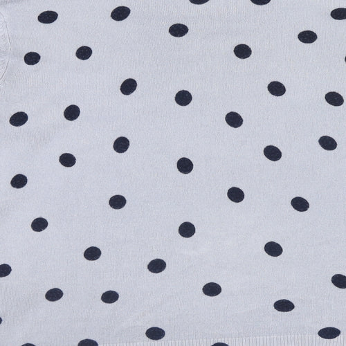 Marks and Spencer Womens Blue Round Neck Polka Dot Acrylic Pullover Jumper Size 12