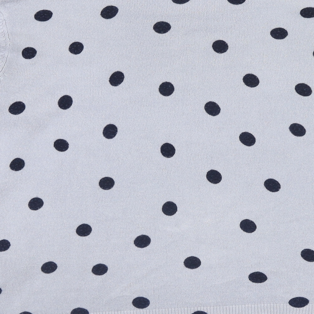 Marks and Spencer Womens Blue Round Neck Polka Dot Acrylic Pullover Jumper Size 12