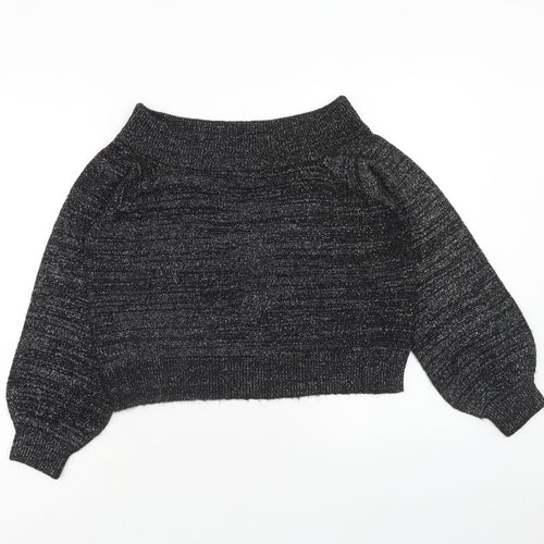 H&M Womens Blue Boat Neck Acrylic Pullover Jumper Size S