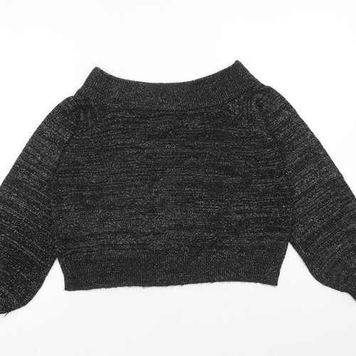 H&M Womens Blue Boat Neck Acrylic Pullover Jumper Size S