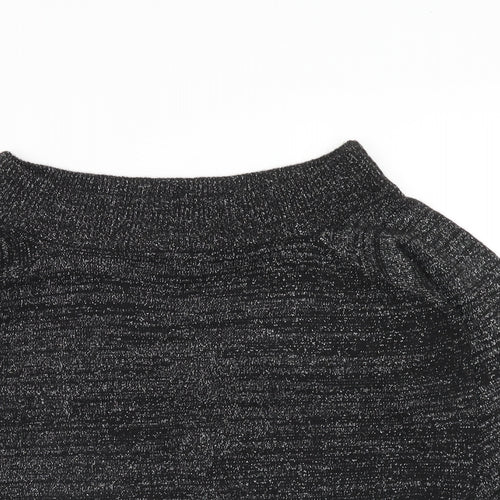 H&M Womens Blue Boat Neck Acrylic Pullover Jumper Size S
