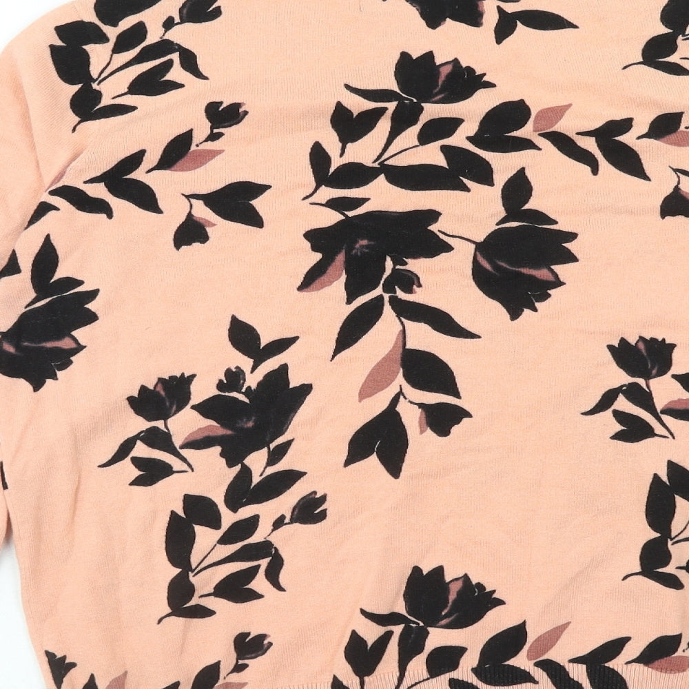 F&F Womens Pink Round Neck Geometric Cotton Pullover Jumper Size 12