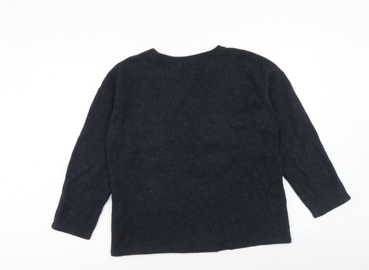 Zara Womens Blue Round Neck Acrylic Pullover Jumper Size M