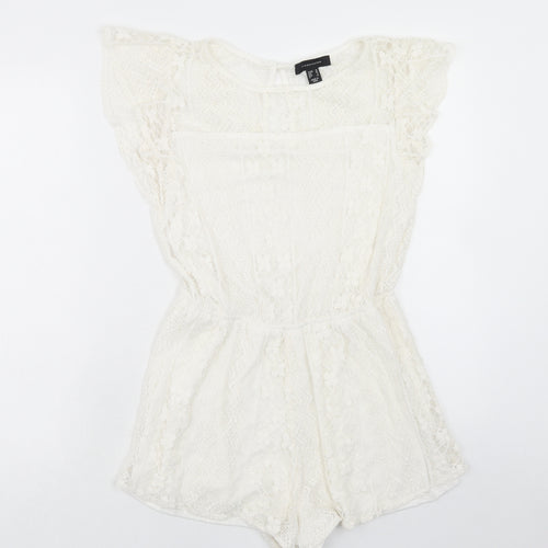 Atmosphere Womens Ivory Cotton Bodysuit One-Piece Size 10 Button
