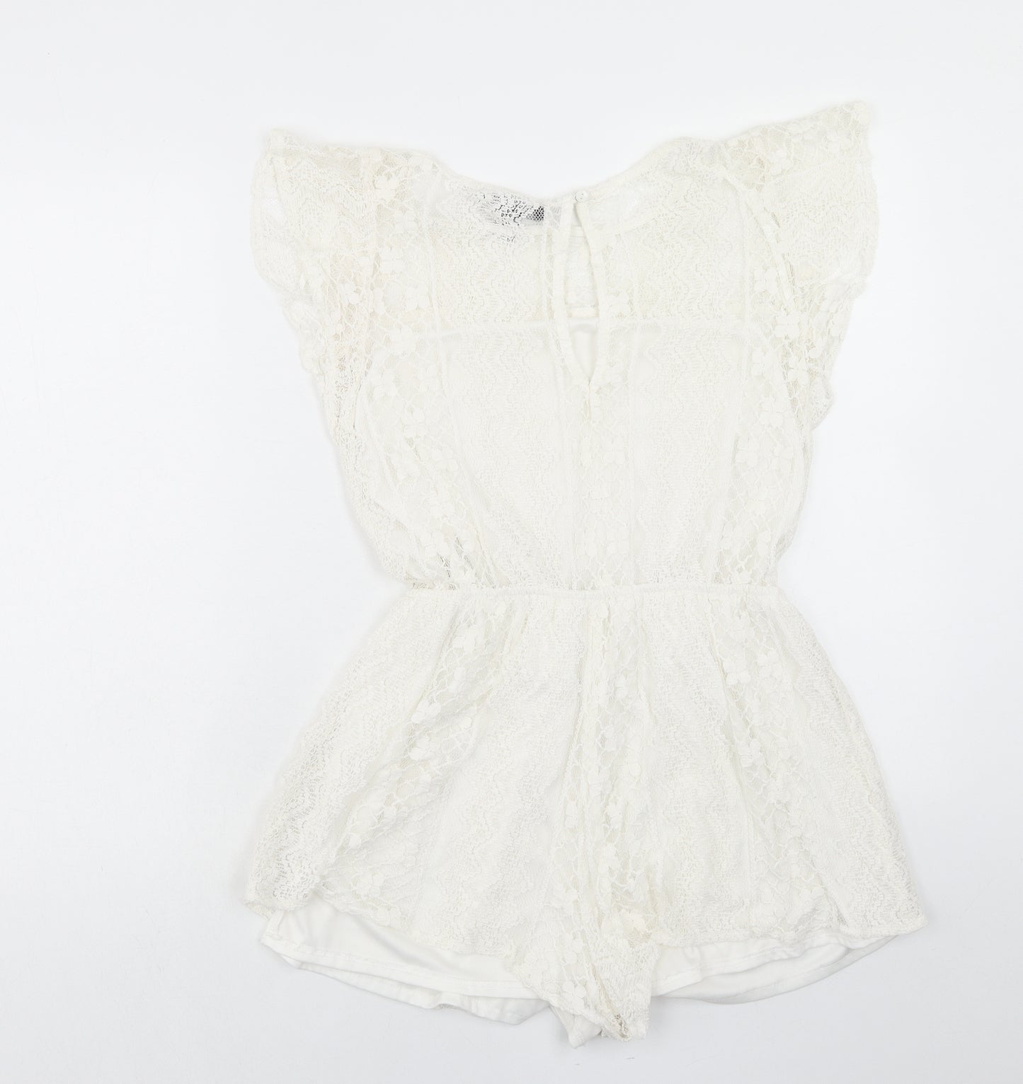 Atmosphere Womens Ivory Cotton Bodysuit One-Piece Size 10 Button