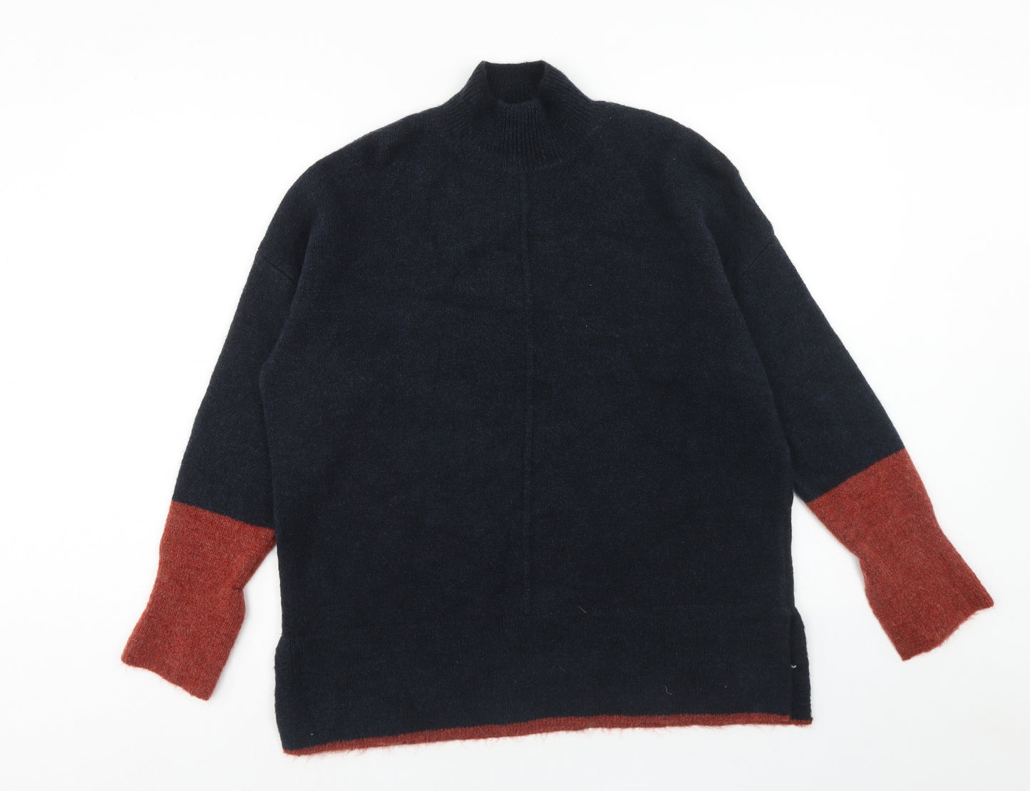 Marks and Spencer Womens Blue High Neck Acrylic Pullover Jumper Size L