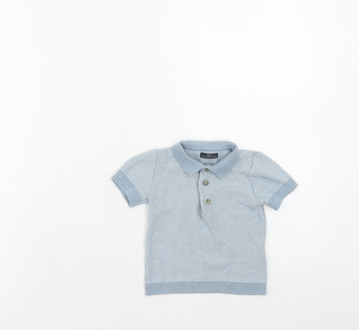 NEXT Boys Blue Cotton Basic Polo Size 3-6 Months Collared Button