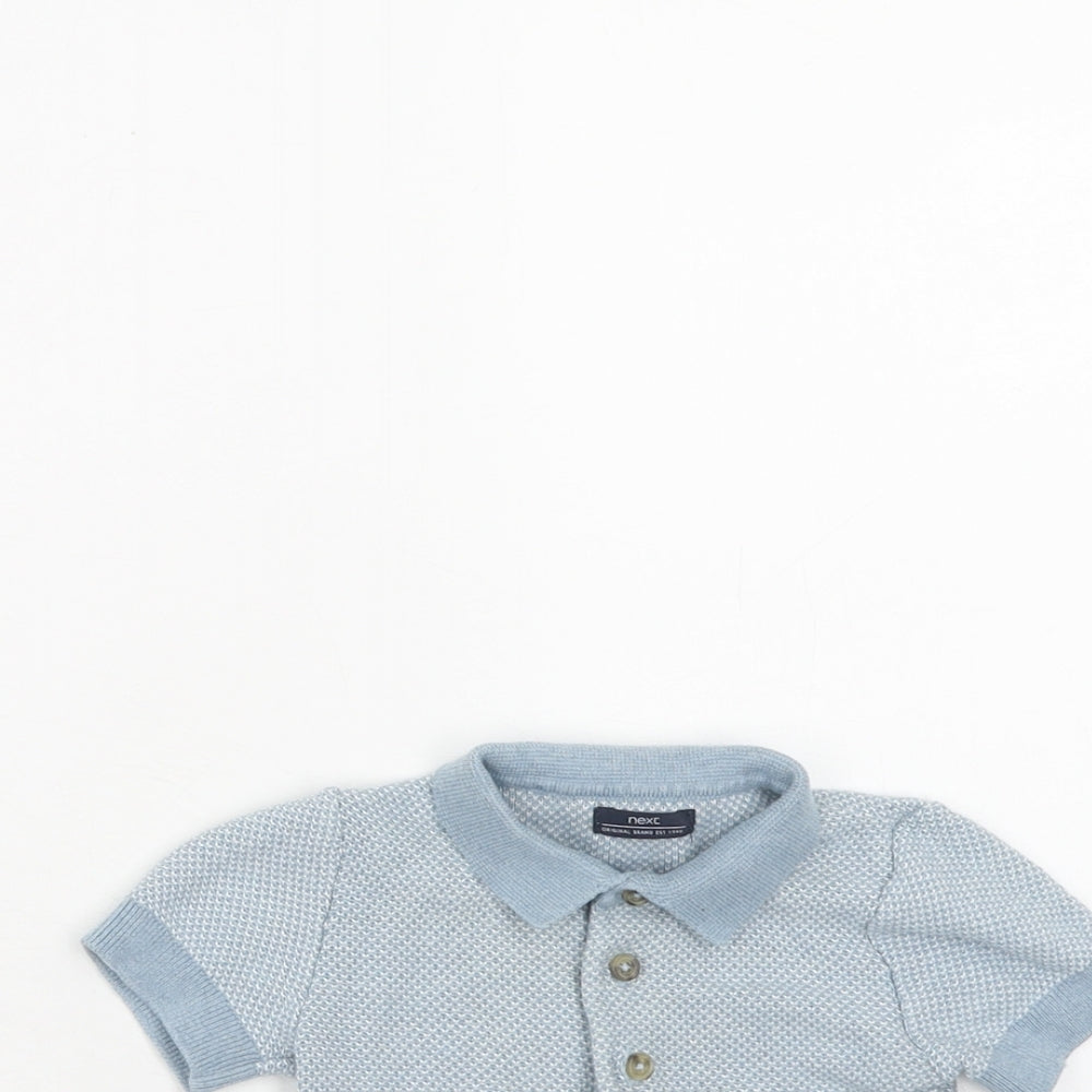 NEXT Boys Blue Cotton Basic Polo Size 3-6 Months Collared Button