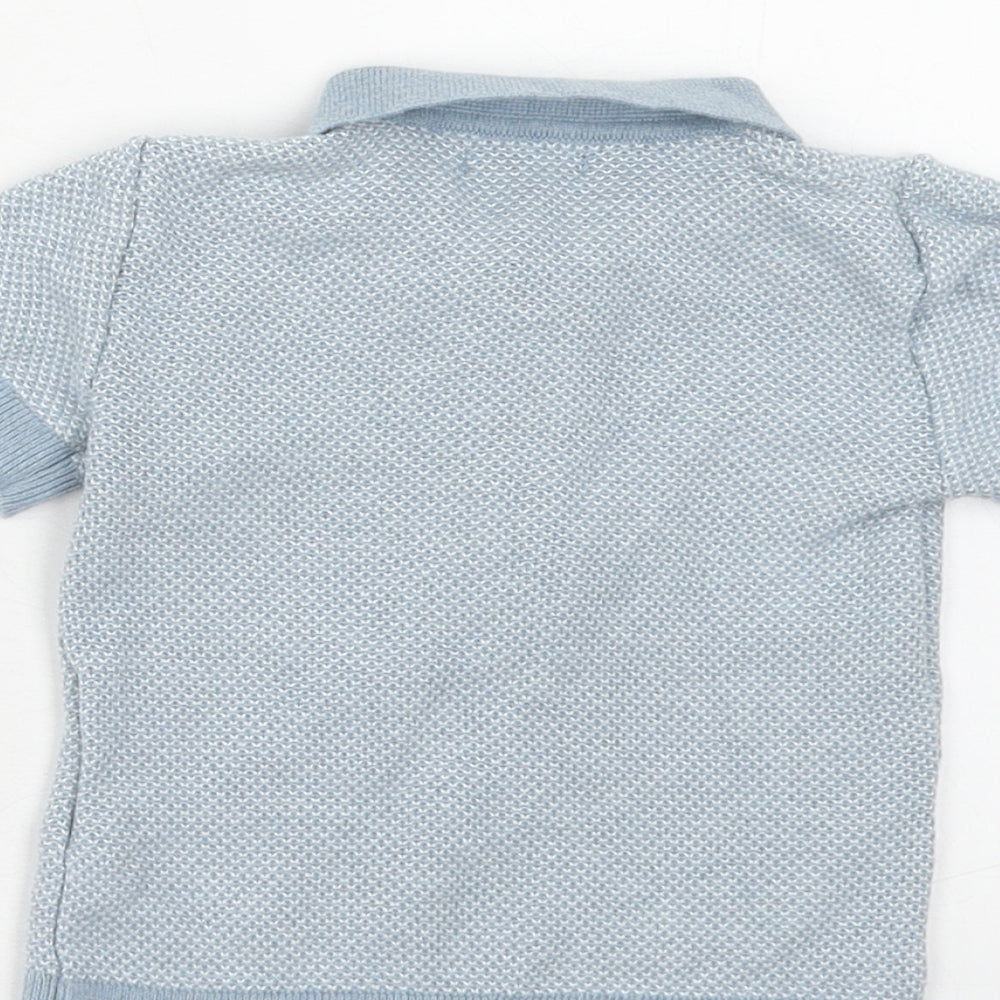 NEXT Boys Blue Cotton Basic Polo Size 3-6 Months Collared Button