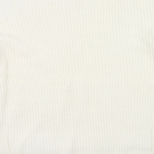 Miss Selfridge Womens Ivory Round Neck Cotton Pullover Jumper Size 8