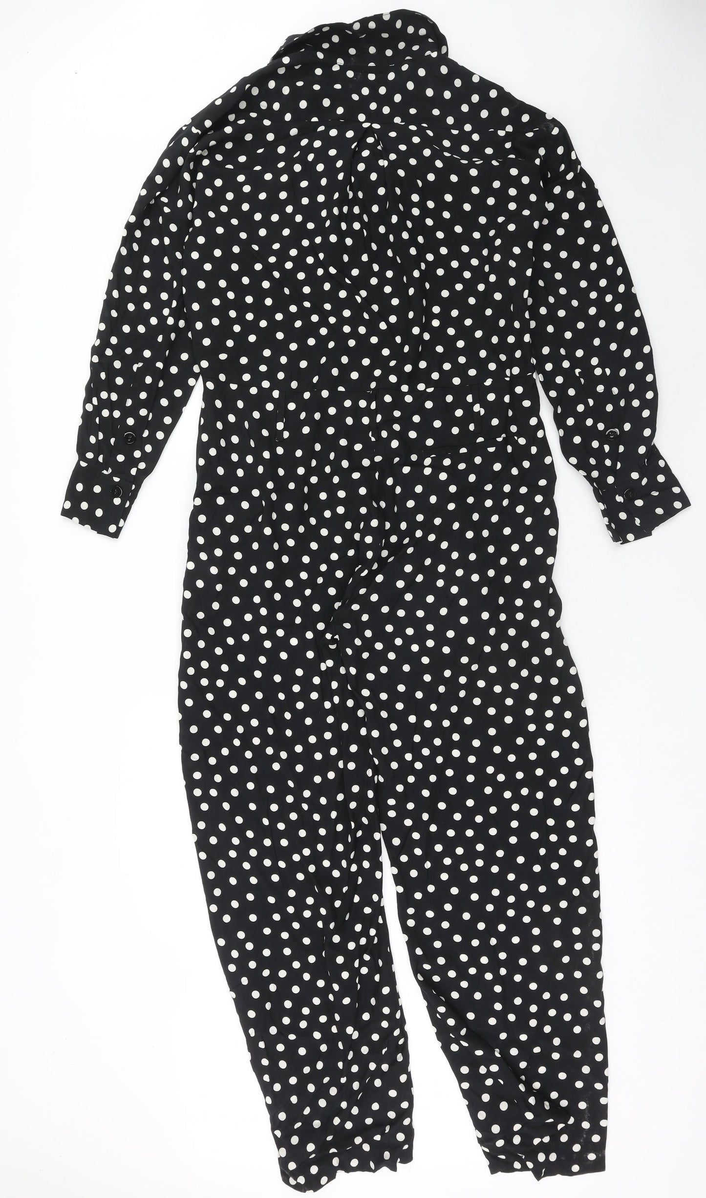 Zara Womens Blue Polka Dot Viscose Jumpsuit One-Piece Size L Button