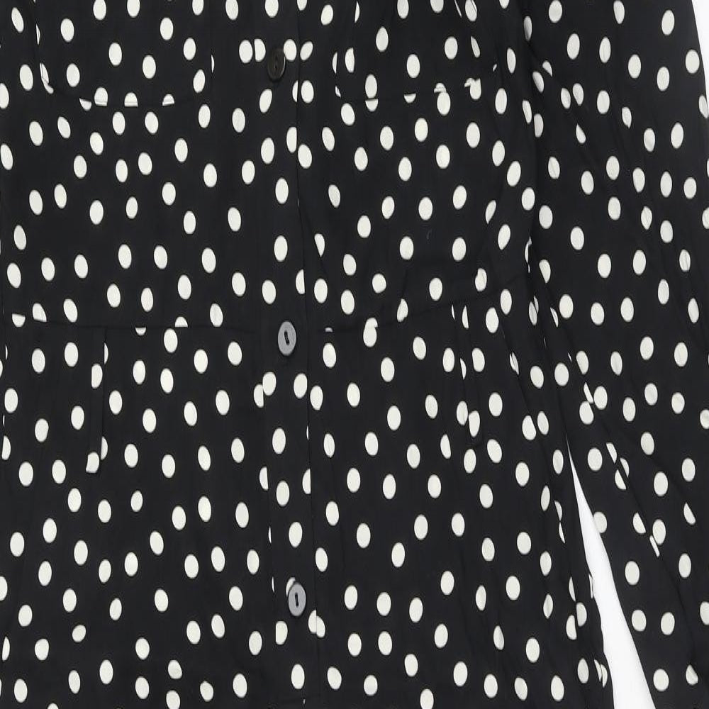 Zara Womens Blue Polka Dot Viscose Jumpsuit One-Piece Size L Button