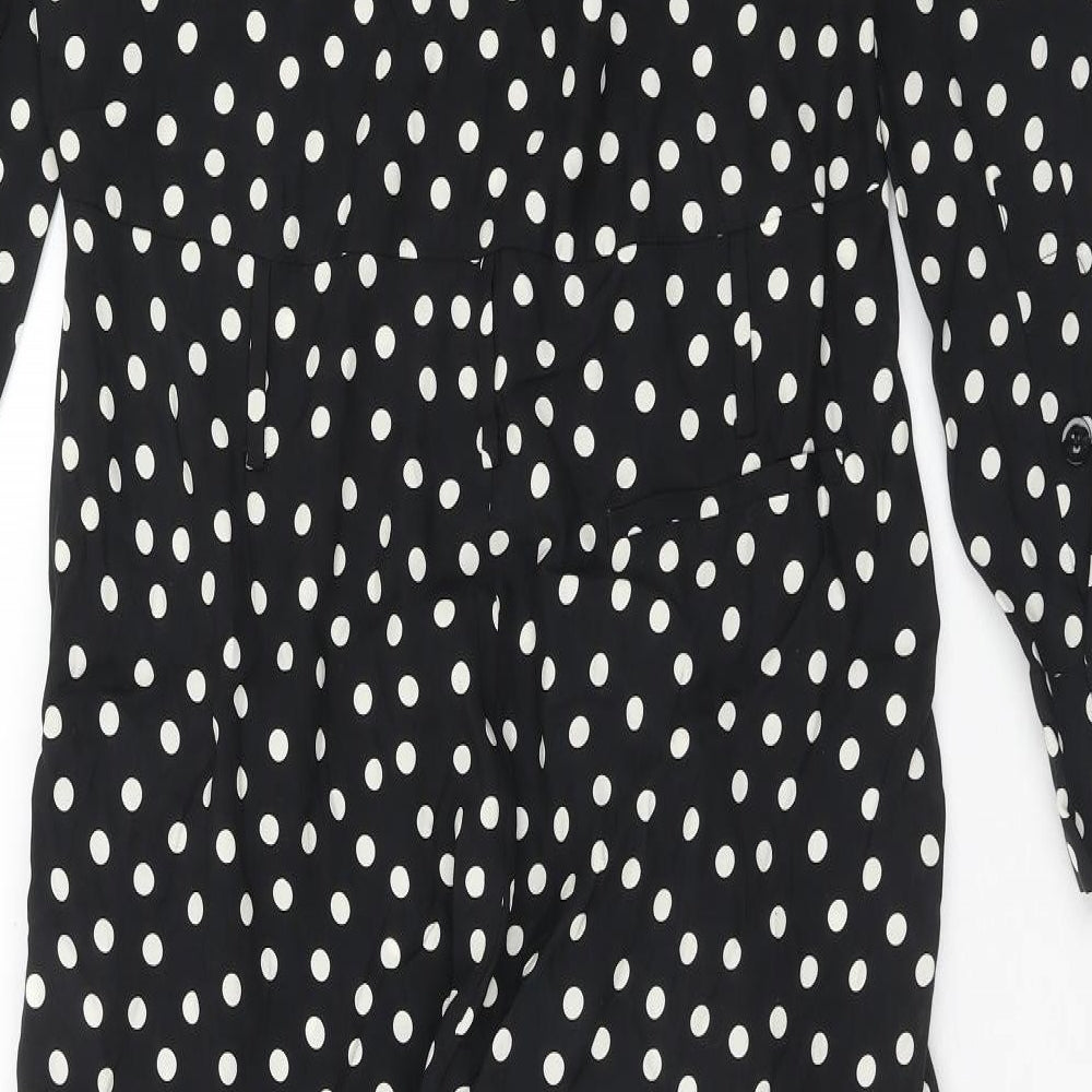 Zara Womens Blue Polka Dot Viscose Jumpsuit One-Piece Size L Button